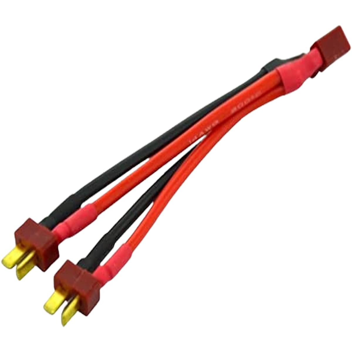 skrnrhrery 3Pcs T Plug Serial Parallel Series Battery Extension Cable Connector 14awg 10cm Silicone Cord 1 Female to 2 Male for RC Mod Helicopter Quadcopter (T Plug Parallel Connector)