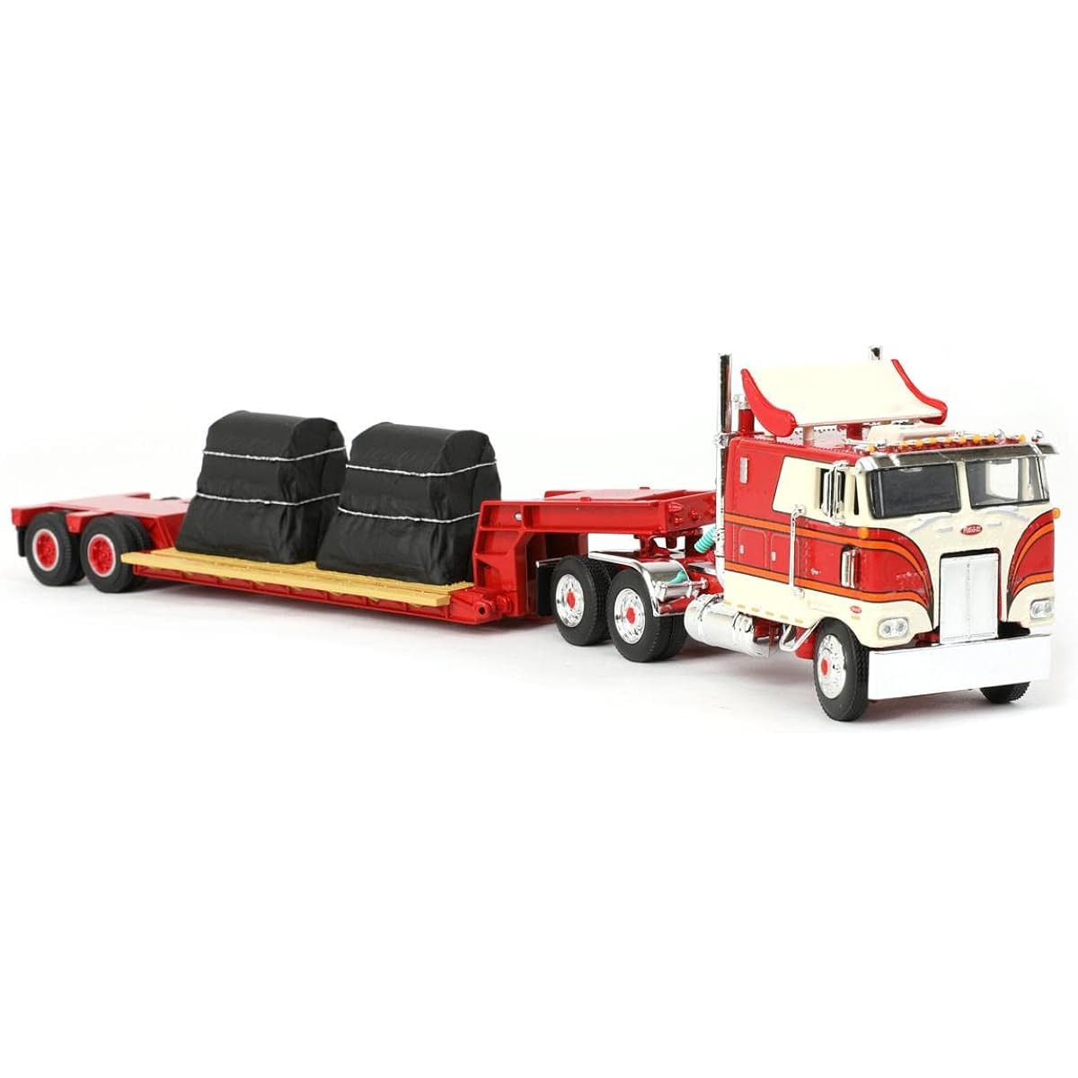 DCP Products 1/64 Cream/Red Peterbilt 352 CEO with Turbo Wing & Rogers Slowboy Coil Load 60-1308