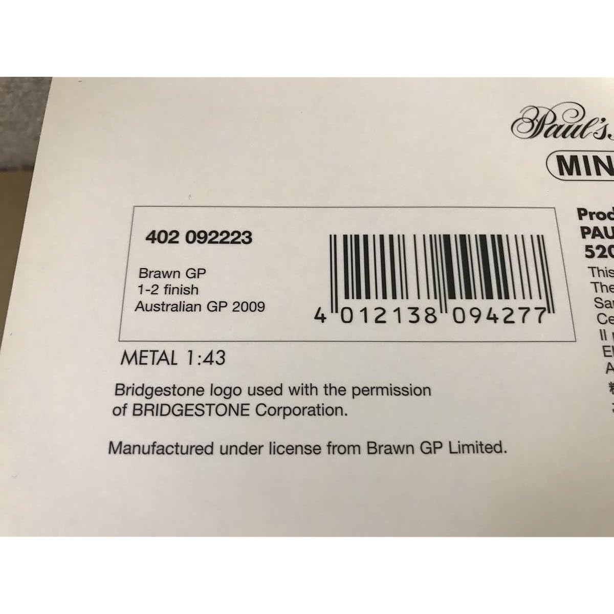1/43 Brown GP Mercedes BGP001 F1 2009 Australian GP 1-2 Finish Button/Barrichello 2-Car Set 402092223