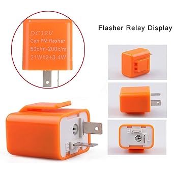 2Pcs 2 Pin Motorcycle Electronic Flasher Relay for LED Turn Signal Light HiYi Adjustable 12V Relay Motorcycle LED Turn Signal Light Hyper Flash Relay Universal Black & Orange