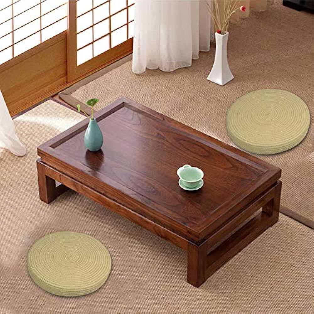 Eco-friendly jute thick cushion material tatami cushion natural grass mat round tatami bay window cushion mat pad (set of 2)