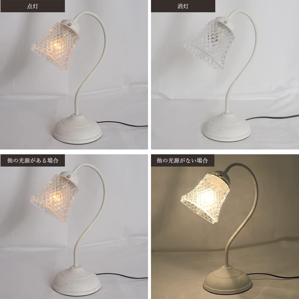 Mula Ellen Table Lamp, Night Lamp, Touch Sensor, Dimming, 3 Levels, Incandescent Light Bulb Included OF-069-1 (Antique White, Clear Glass)