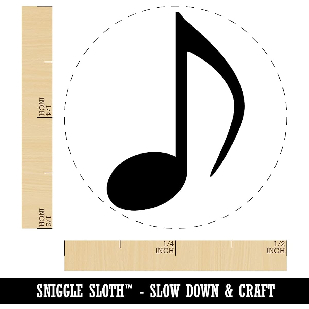 Sniggle Sloth Music Eighth Note Self Inking Rubber Stamp for Stamping Craft Planners 1/2" Mini Fuchsia Ink