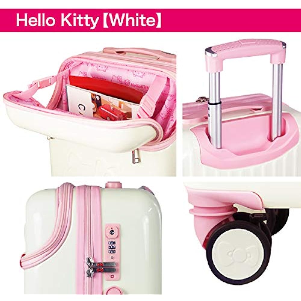 Hello Kitty 20 inch suitcase pink with front pocket HK-SUC-02-KWH