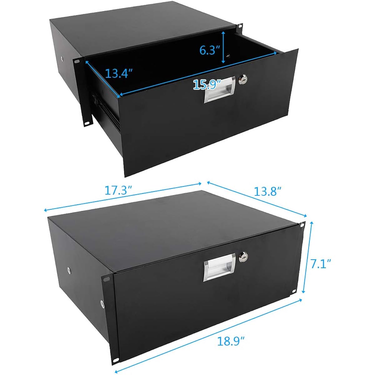 Ktaxon 4u Rack Drawer DJ Lock Drawer with Key, Durable Material, Safety Design, Wide Range of Applications (Black)