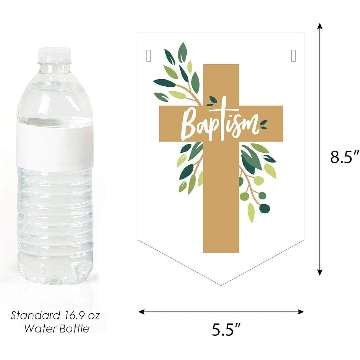 Big Dot of Happiness Baptism Elegant Cross - Religious Party Bunting Banner - Party Decorations - God Bless