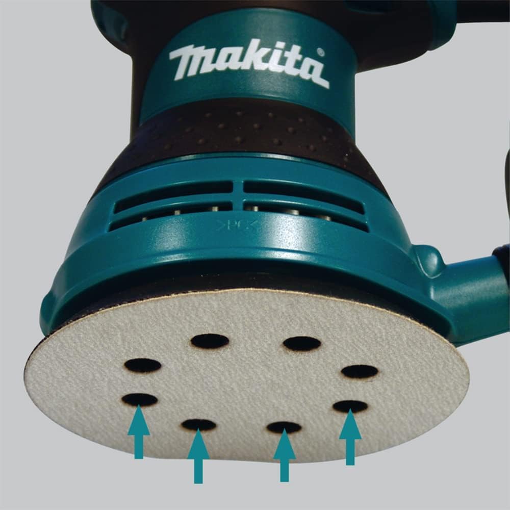 Makita Random Orbit Sander Paper Dimensions 125mm Power Cord Type Dust Bag Sanding Disc (Grain Size #60, #120, #240 5 Pieces Each) BO5030