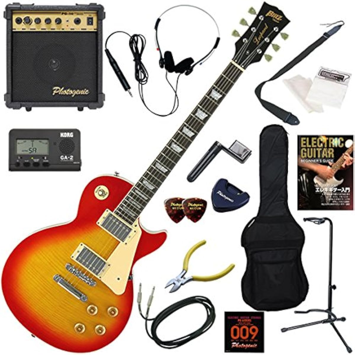 Blitz Electric Guitar Beginner's Standard 15-Piece Set with 10w Amplifier BLP-450/SBL (See-Through Blue)