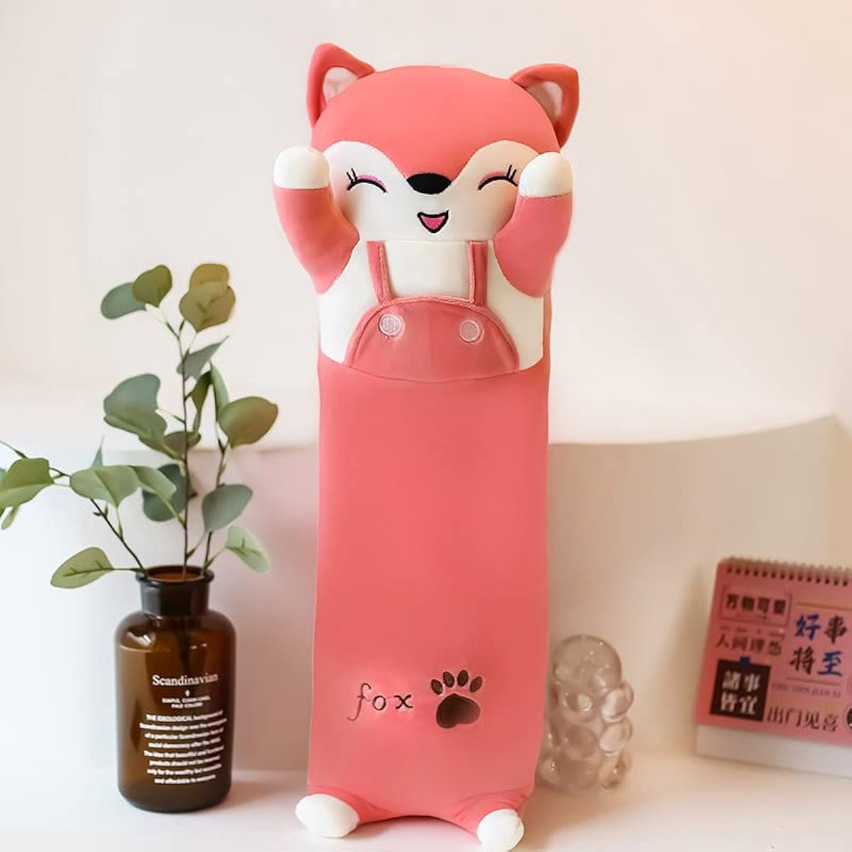 Plush Fox Toy Long Pink Fox Plush Toy Kids Stuffed Animal Pillow Gift for Children and Girls (Fox 110cm/43.3inch)