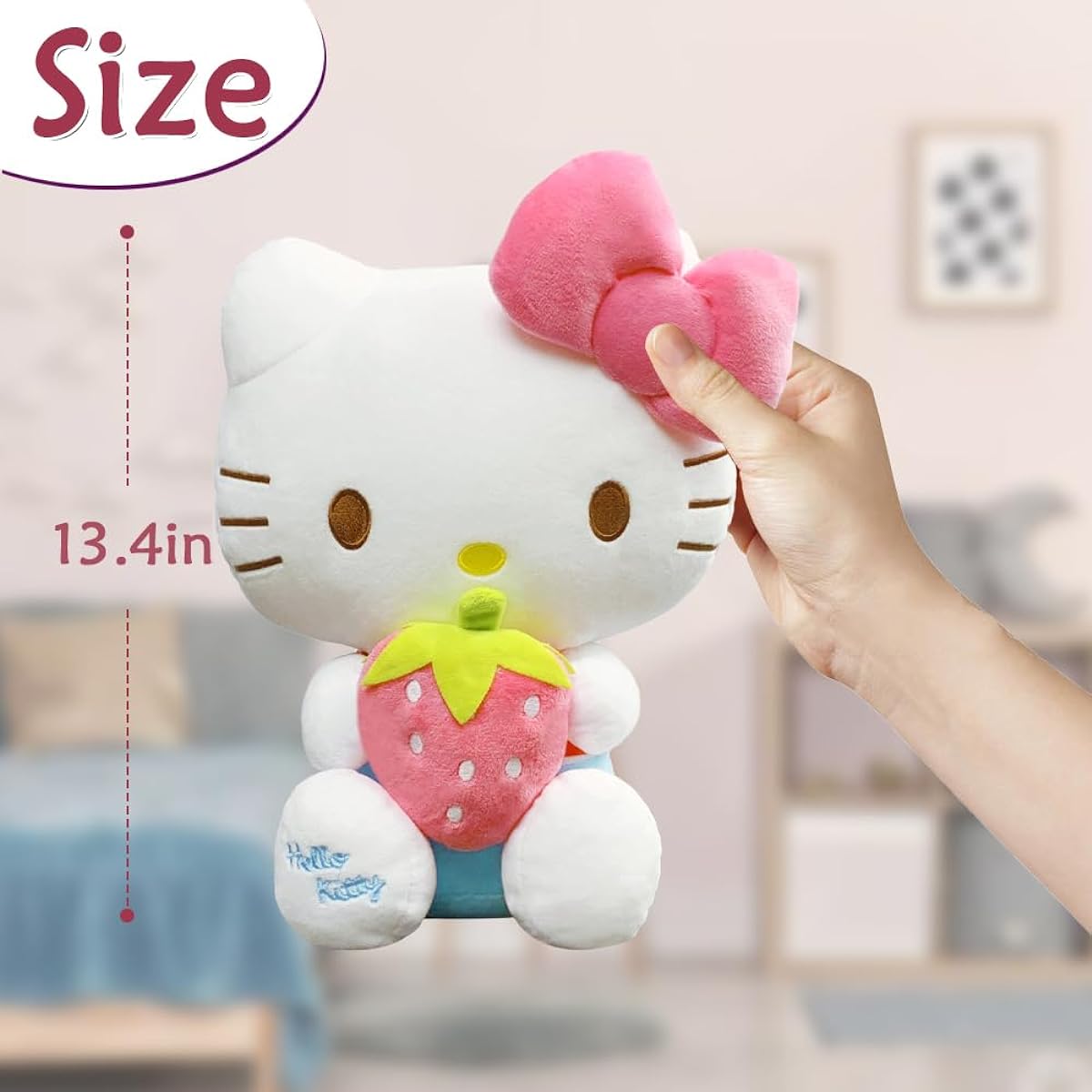 Hello Kitty Plush Toy Cute Cat Pillow Stuffed Animal Soft Doll Toy Girl's Birthday Gift (Pink)