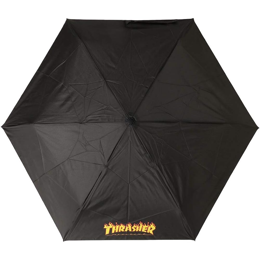 THRASHER FLAME Automatic Open/Close Folding Umbrella Black 58cm Fire Pattern
