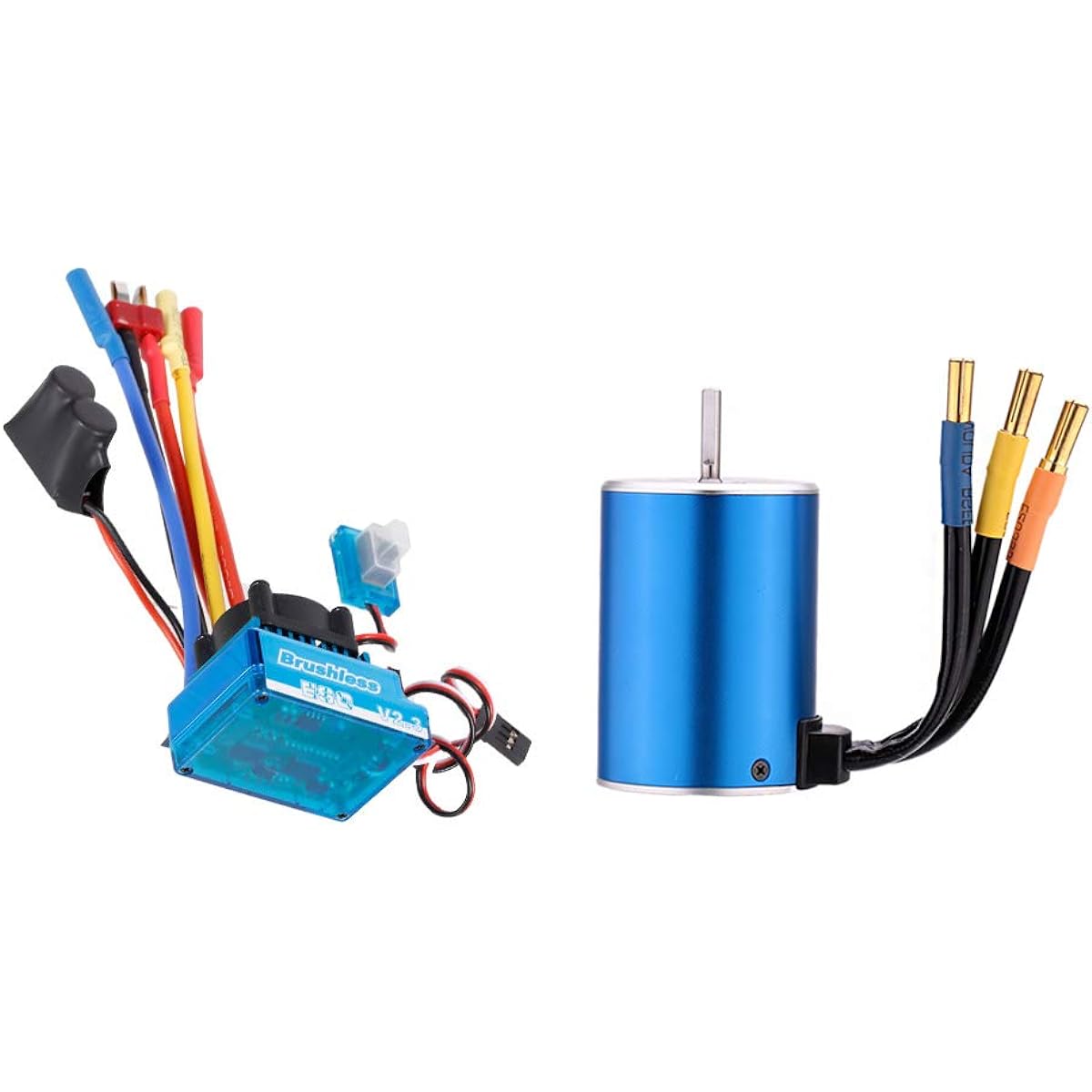 fangzi Motor Speed Controller, 3650 3100KV 4P Sensorless Brushless Motor 60A Brushless ESC (Electronic Speed Controller) for 1/10 RC Radio Control Car Truck