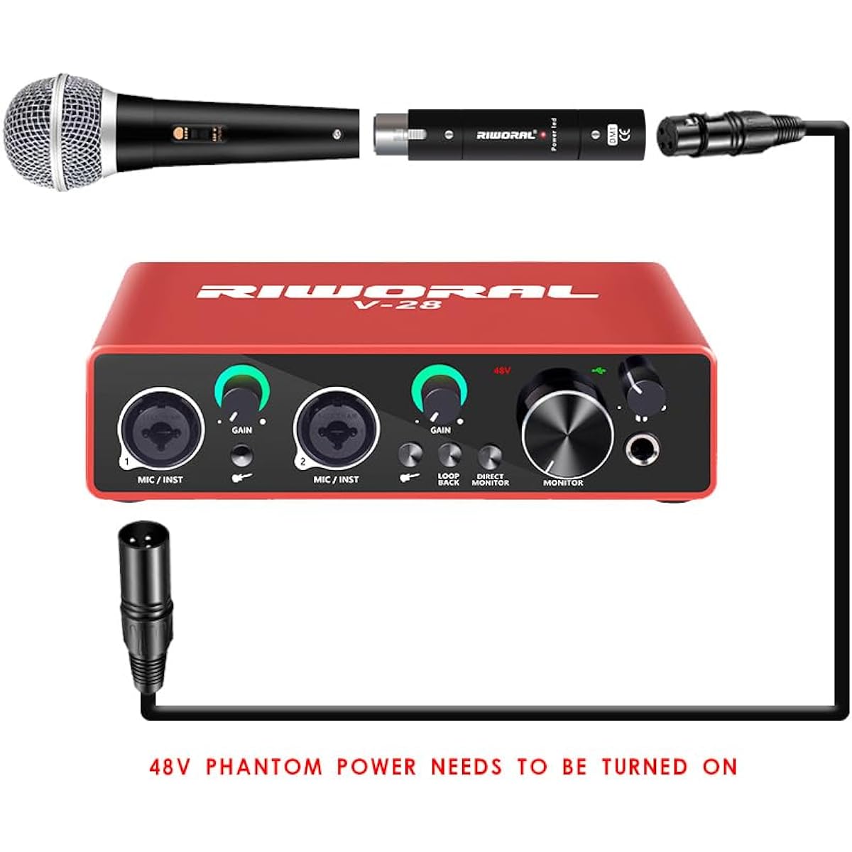 Mic Preamp 28dB Gain Mic Booster Preamp for Dynamic/Passive Ribbon Microphone