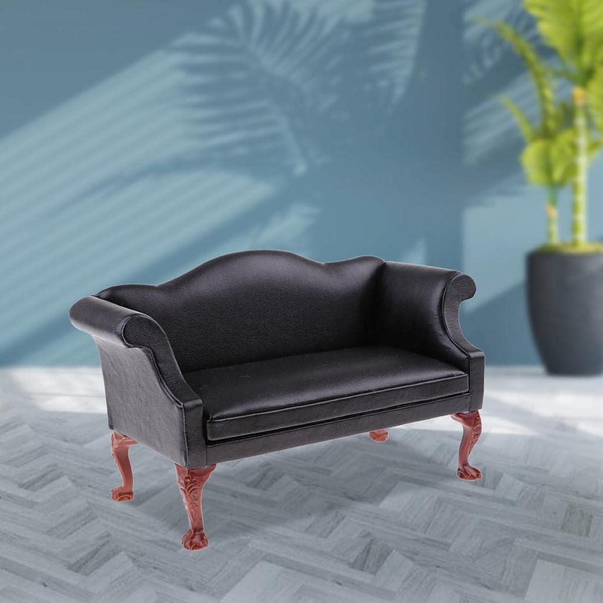 shamjina Dollhouse Furniture 1/6 Sofa Armchair Miniature Furniture Set Modern Dollhouse Accessories Dollhouse Furniture Gift for Chi Black Double