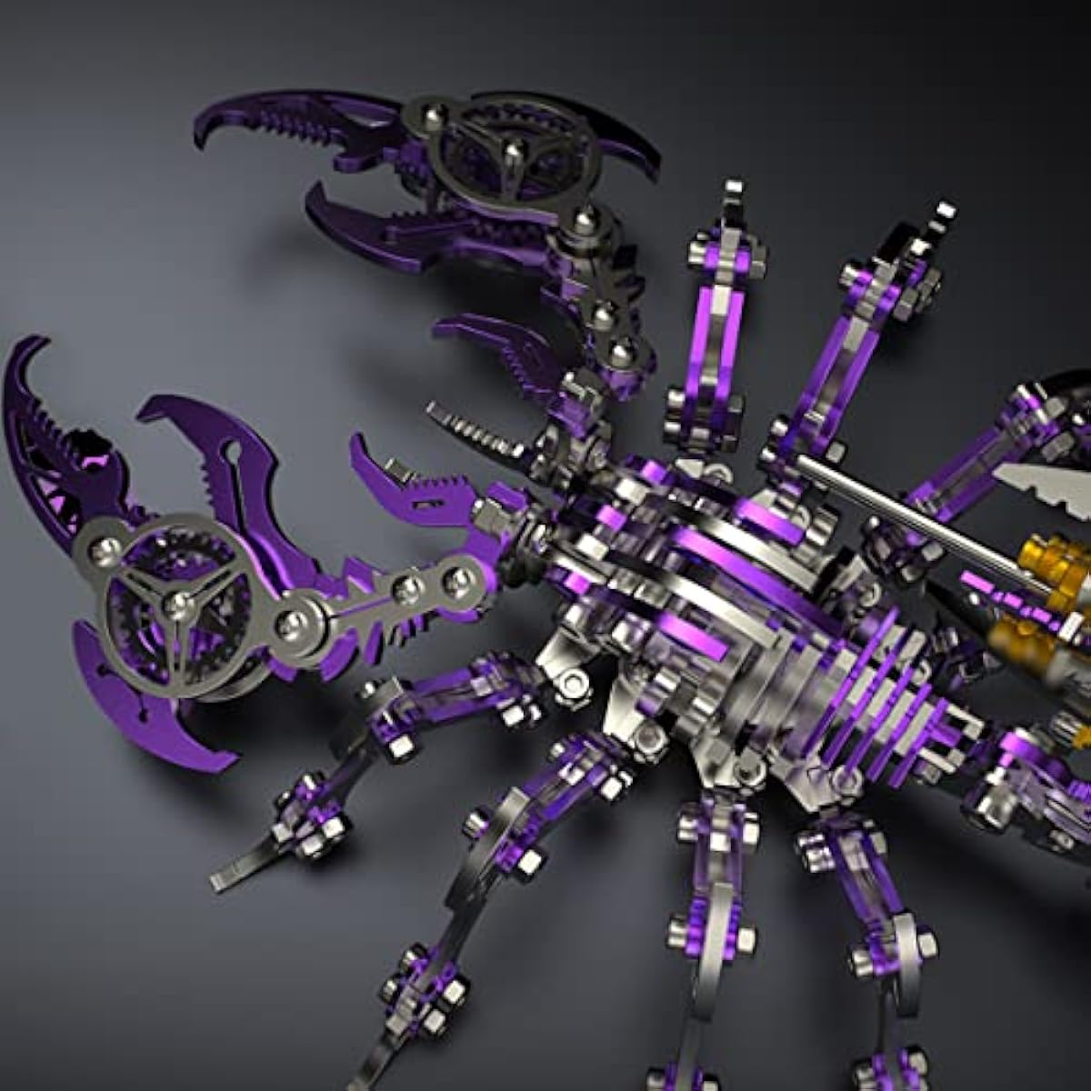 3D Metal Puzzle Scorpion Model, DIY Assembly Detachable Purple Scorpion King Model Stainless Steel Building Kit Metal Jigsaw Puzzle, Ornament Creative Gift