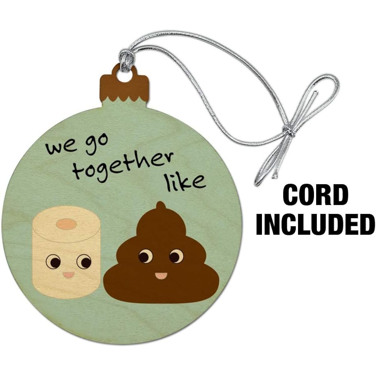 Toilet Paper Talking Wood Christmas Tree Holiday Ornament
