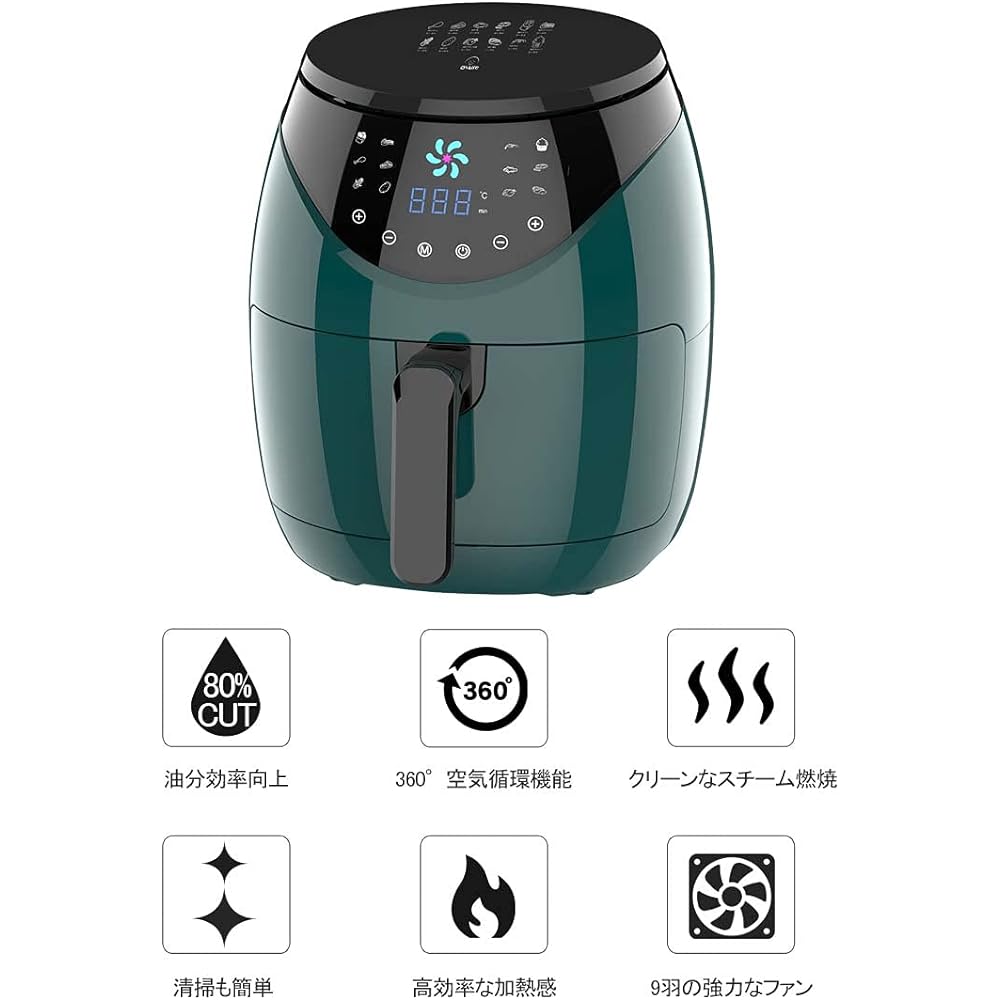 Airfryer Slim EX_G Large Capacity 4L Rapid Air Circulation System LFR-807G Electric Fryer Air Fryer Healthy Fryer Healthy Fryer Oil-Free Hot Air Fried Food Cooking Equipment