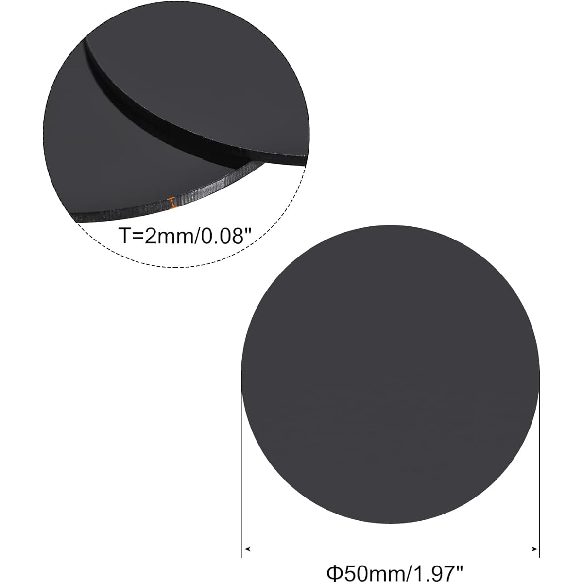 MECCANIXITY 50mm Round Miniature Model Bases, 2mm Thick Circular Bases, Black, Pack of 5
