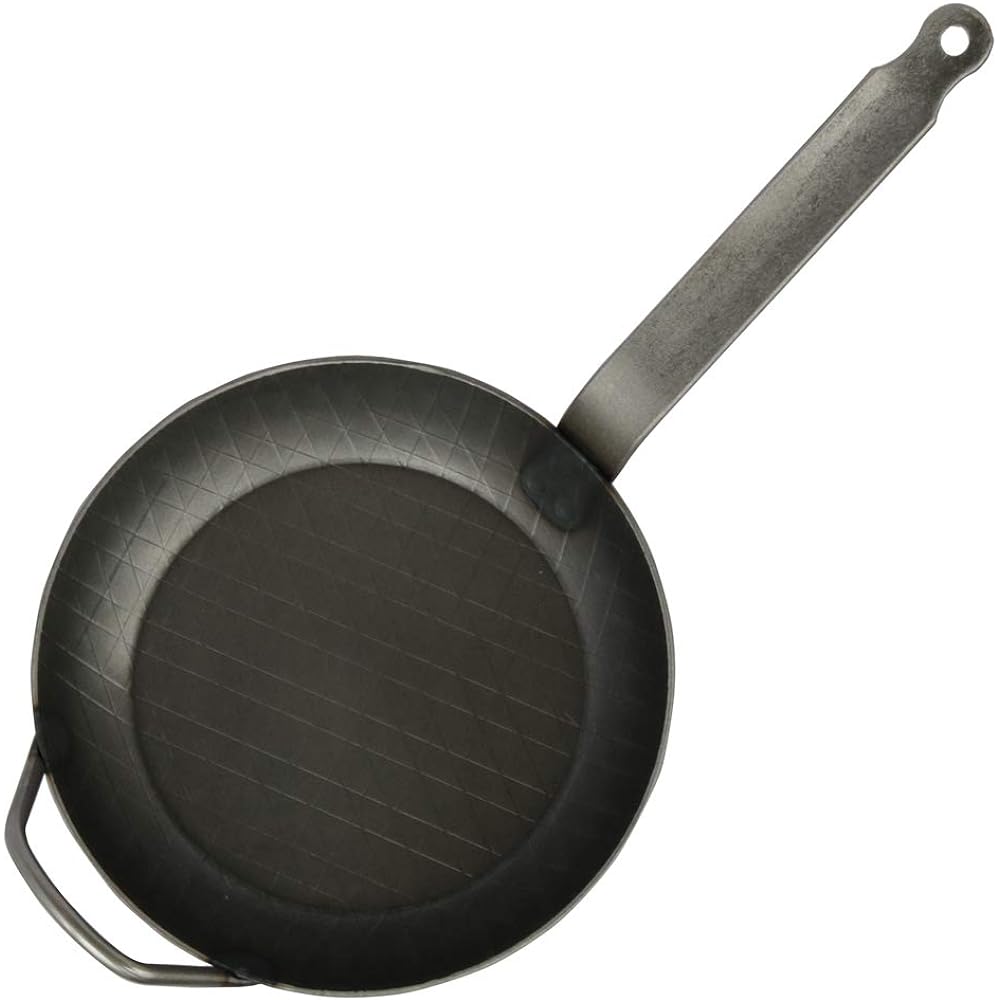 turk iron frying pan (for roasting) (28cm deep with support grip) black