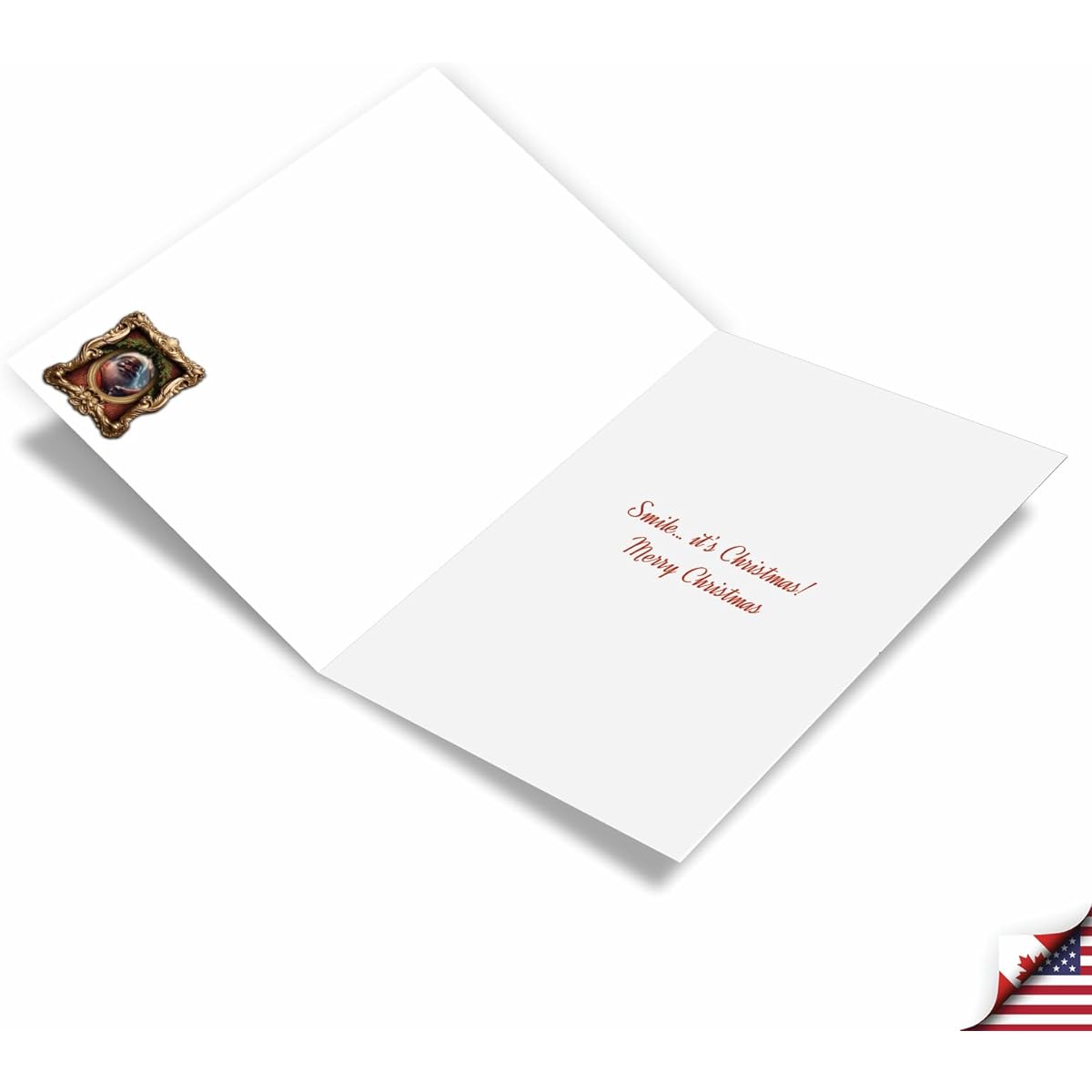 NobleWorks Christmas Greeting Cards with 5 x 7 Inch Envelopes (1 Card) Merry Christmas Holidays Happy Santa - Reindeer C10133AXSG-ET