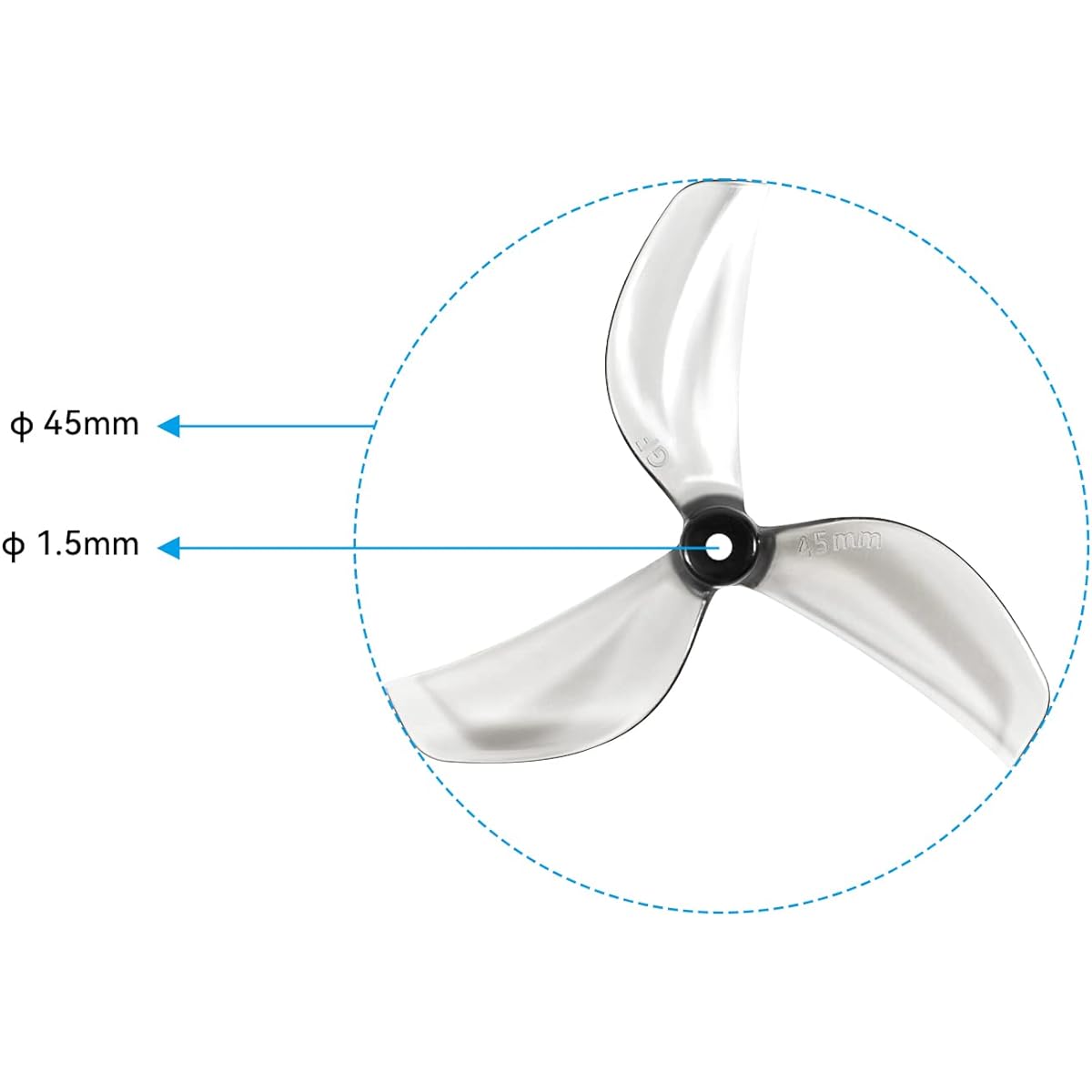 BETAFPV Gemfan 16pcs 45mm 3-Blade Whoop Drone Propellers with 1.5mm Shaft Hole for FPV Racing Meteor75 Pro 1S FPV Whoop Drone Quadcopter