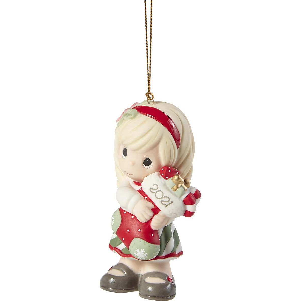 Precious Moments 211002 You Fill Me with Christmas Cheer 2021 Date Girl Bisque Porcelain Ornament, White