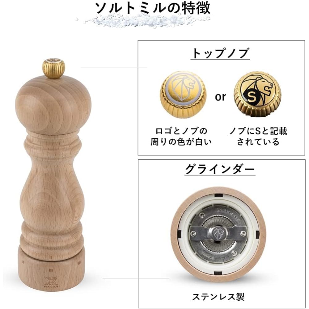 PEUGEOT Mill Pepper Mill Transparent Acrylic Coarseness Adjustment Capacity 30g/16cm Manual Magnetic Lid Made in France Damman 25427