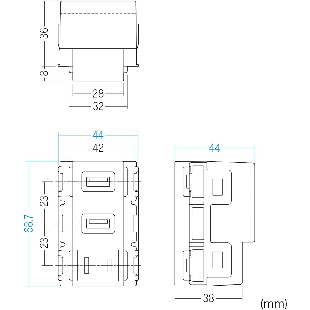 Sanwa Supply Embedded USB power outlet with AC White TAP-KJUSB2AC1W