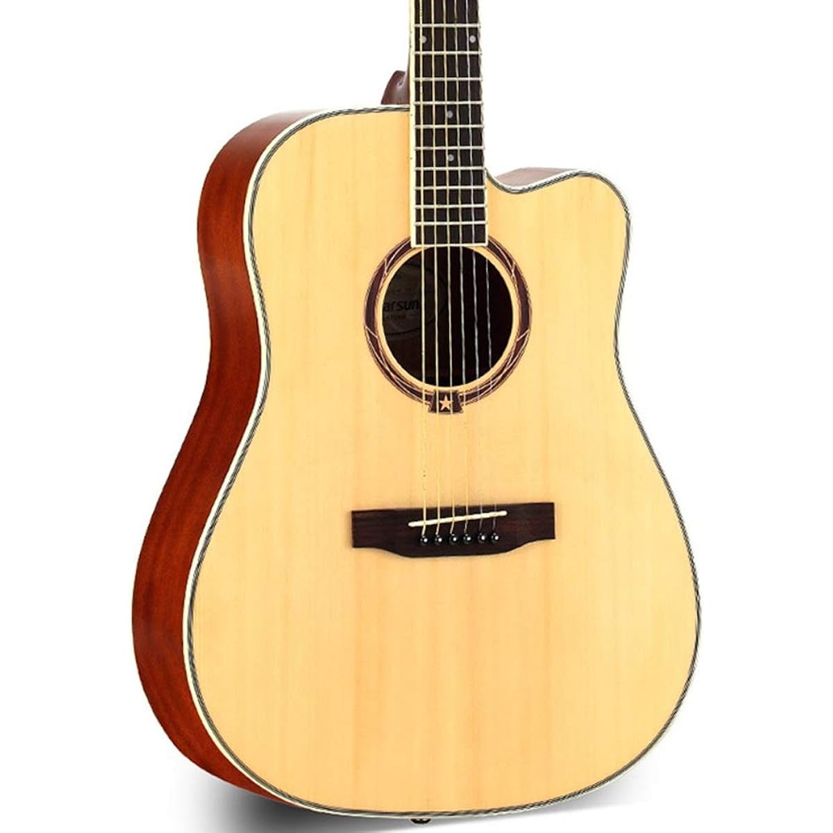 Acoustic Guitar Acoustic Guitar Solid Wood Veneer Guitar Natural Classic Guitar (Color: Natural, Size: 41 inches)