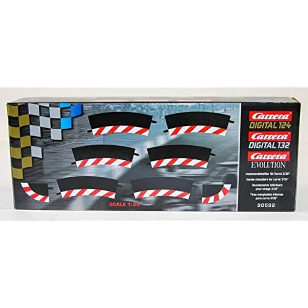 Carrera - track and accessory for circuit - 20020592 - 1/24 and 1/32 - Carrera Evolution - Carrera Digital 132 and 124 - Interior edges for 3/30° curves (6), end caps (2)