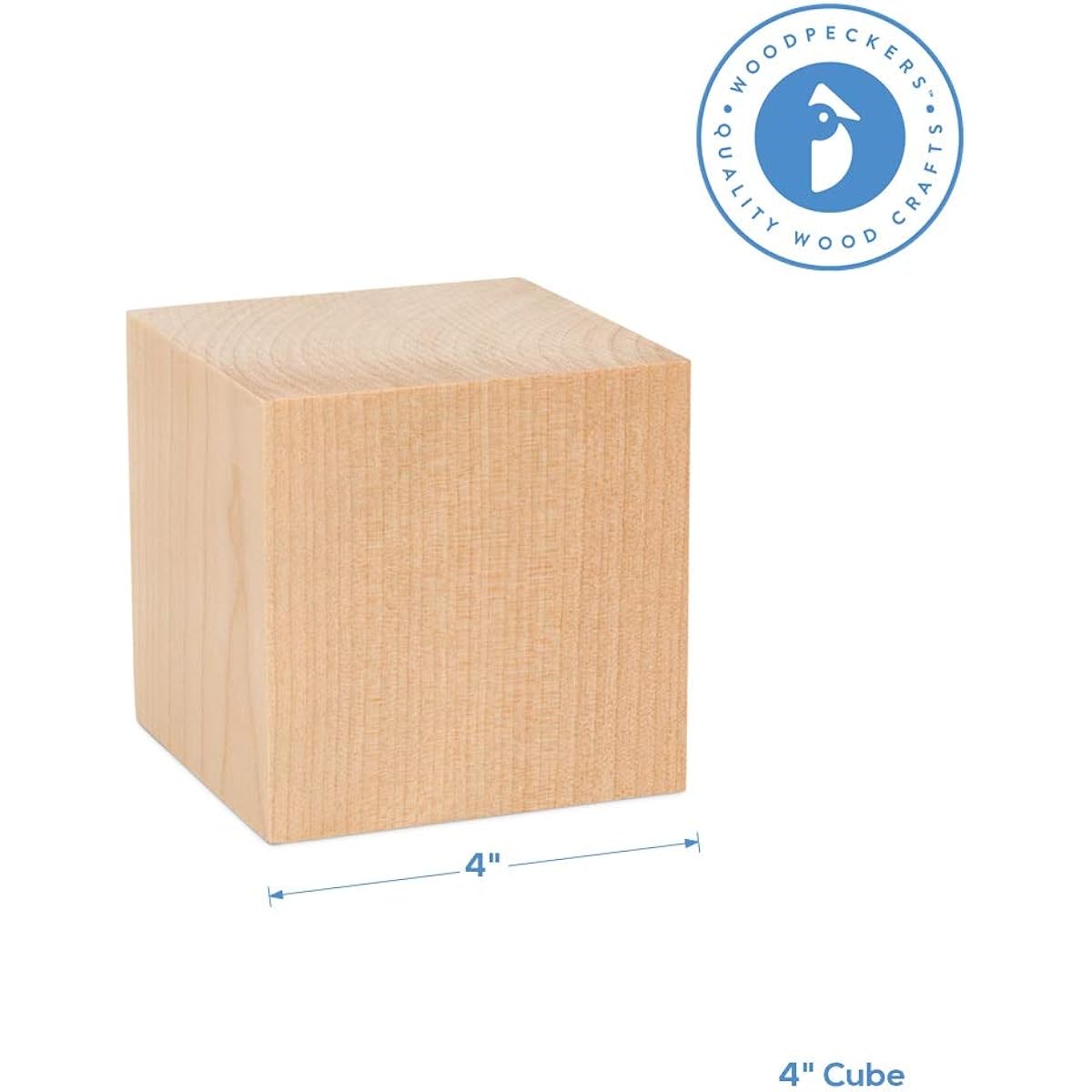 Woodpeckers Wooden Wood Cubes, Pack of 25 4" Square Wood Blocks, DIY Wooden Baby Shower Blocks for Decoration