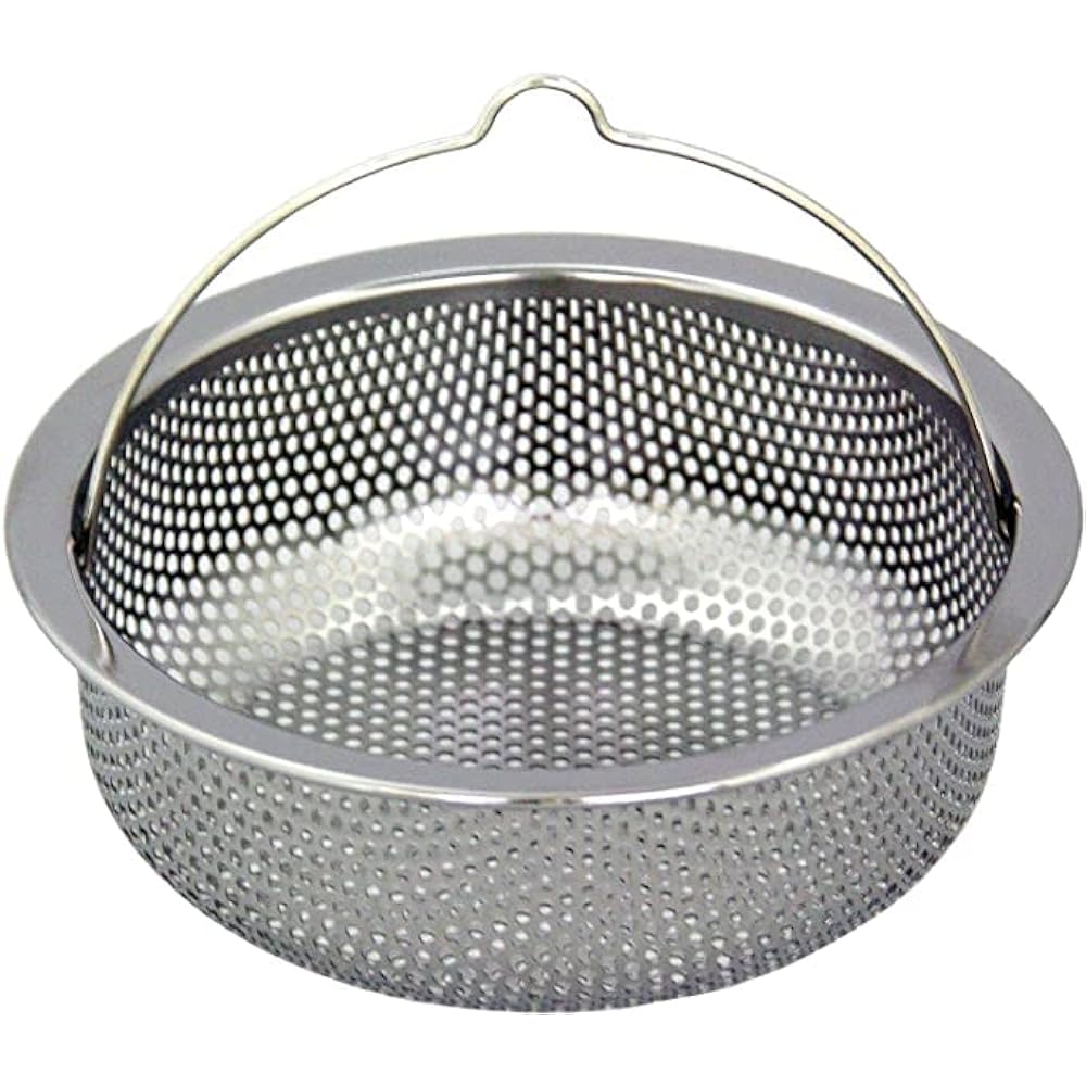 Antibacterial and deodorizing one φ89.5mm x 64mm 520279 & Made in Japan 18-8 stainless steel for kitchen Antibacterial drain garbage receptacle (shallow type) 520033 & Made in Japan 18-8 stainless steel for kitchen Antibacterial drain cover 520040 Set Me