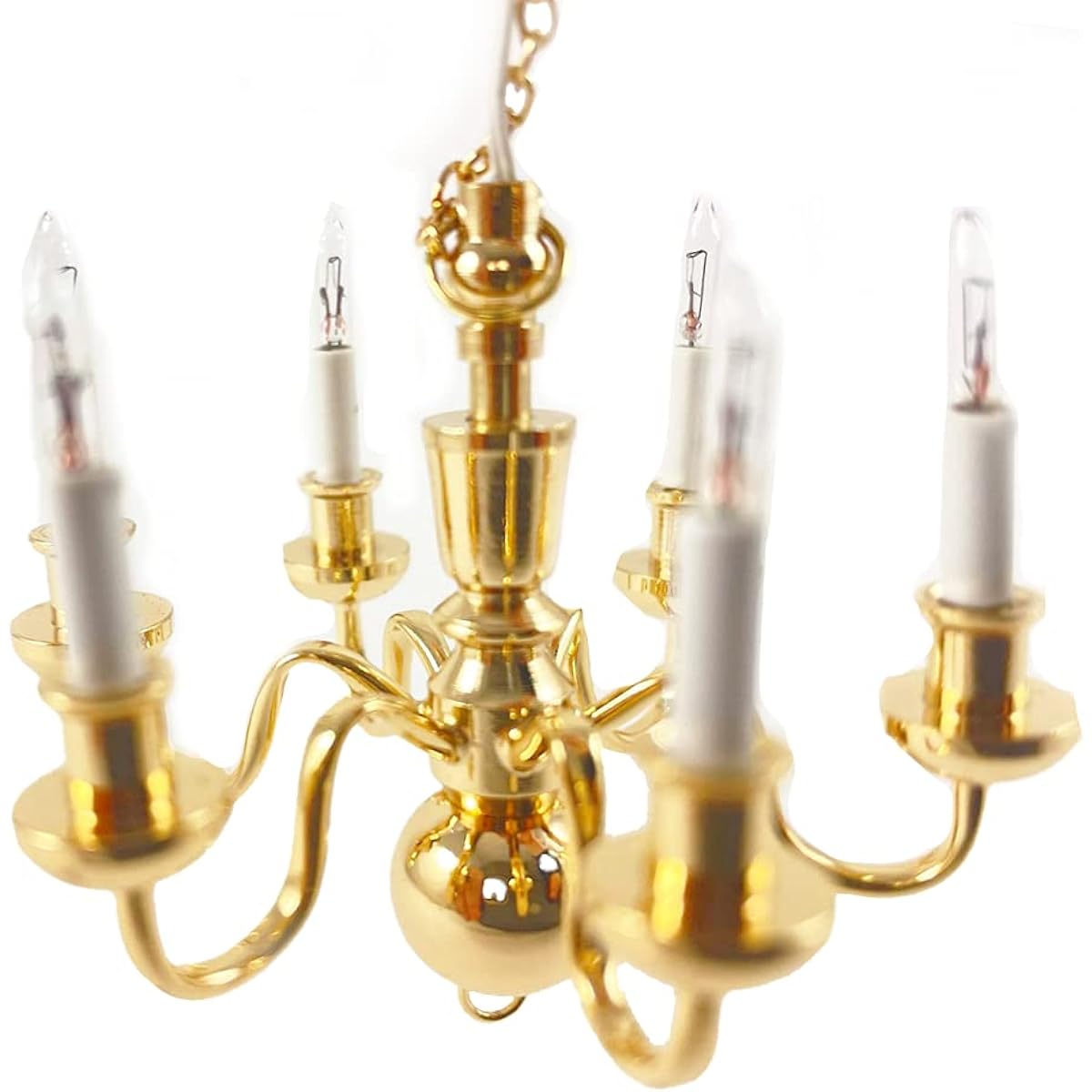 Melody Jane Dolls House Elite 6 Arm Brass Chandelier Candle Bulb 12 Volt Electric