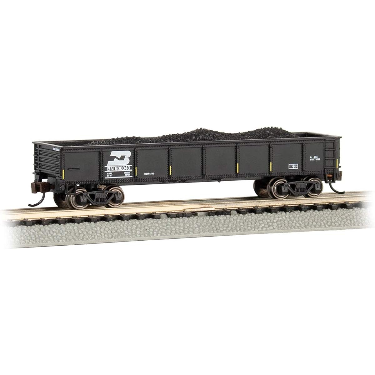 Bachmann Trains - 40' Gondola Car - Burlington Northern (Black) with Removable Coal Load - N Scale
