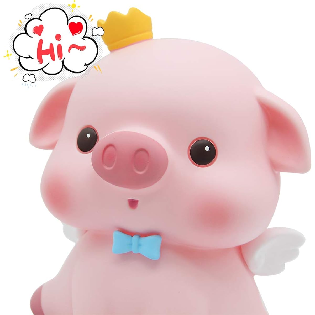 H&W Cute Pink Pig Piggy Bank for Babies, Super Cute Coin Bank, Shatterproof, Kids Crown Pig, Boys, Girls
