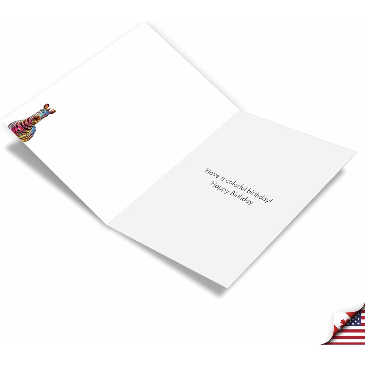 NobleWorks Birthday Greeting Card with 5 x 7 Inch Envelope (1 Card) BdayRainbow Zebra Head C10327BBDG