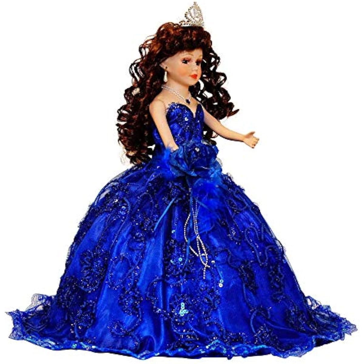 18" Porcelain Quinceanera Umbrella Doll (Quinsuanos) ~ KK18725-15 (Royal Blue)