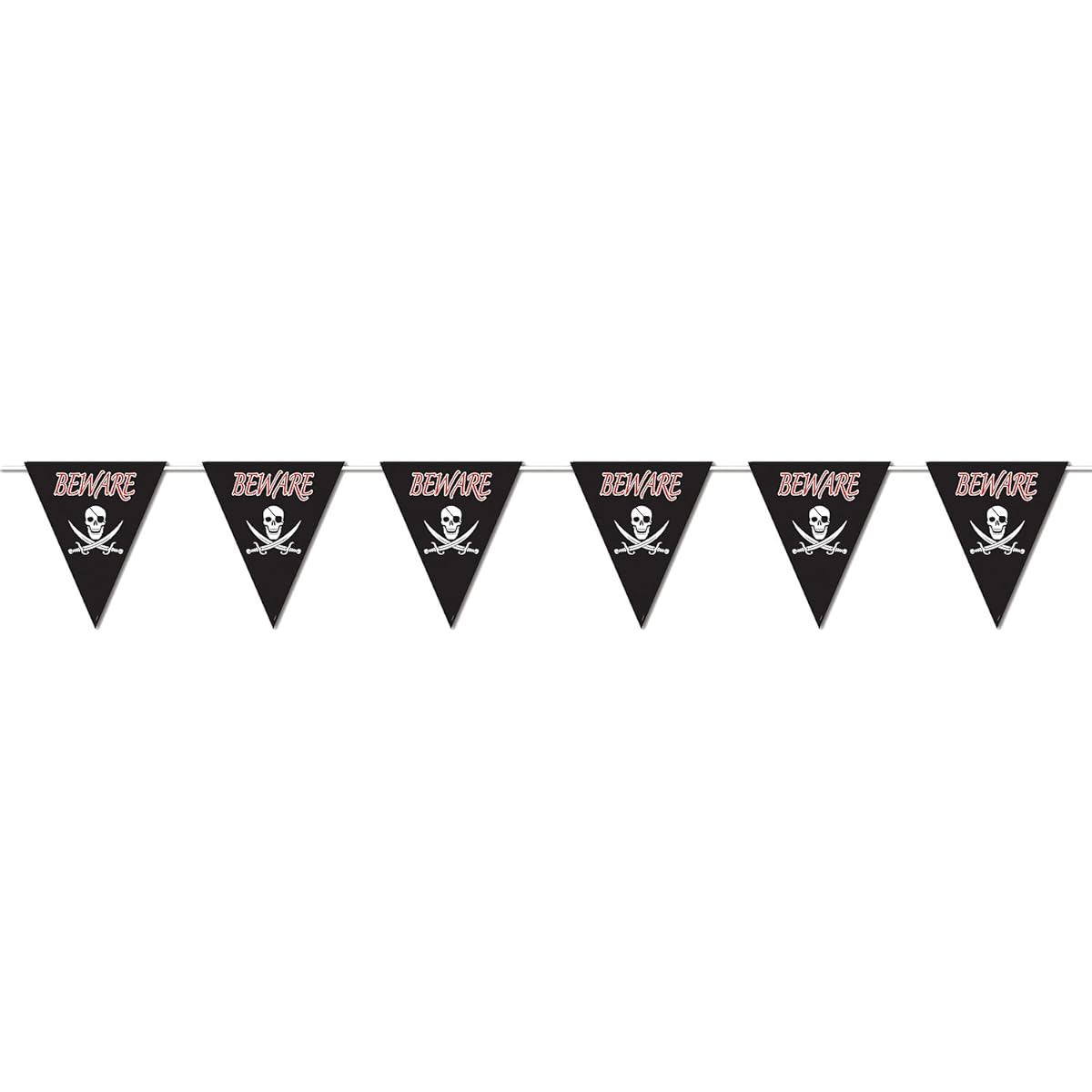 Beistle 57679 Beware of Pirates Giant Pennant Banner, 23-inch by 12-feet