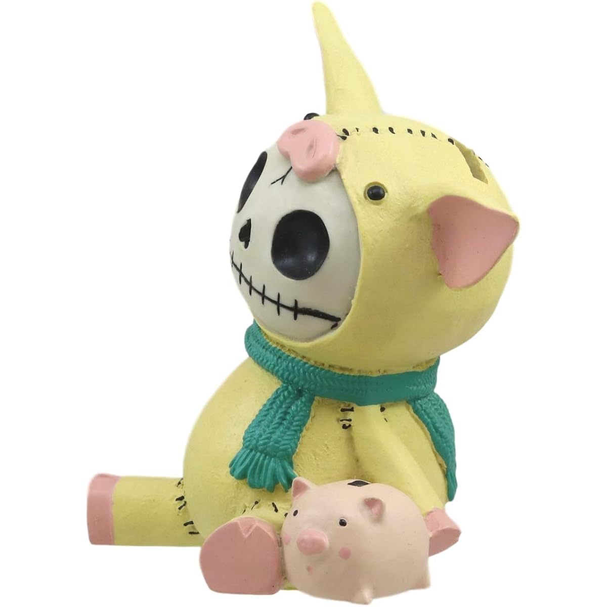 SUMMIT COLLECTION Evros Fuzzy Bone Pig Voodoo Skeleton Small Piggy Bank 5.5 Inches Tall Fuzzy Bone Pig with Pink Piglet Piggy Bank for Adults Kids Collection or Decorative Figurine