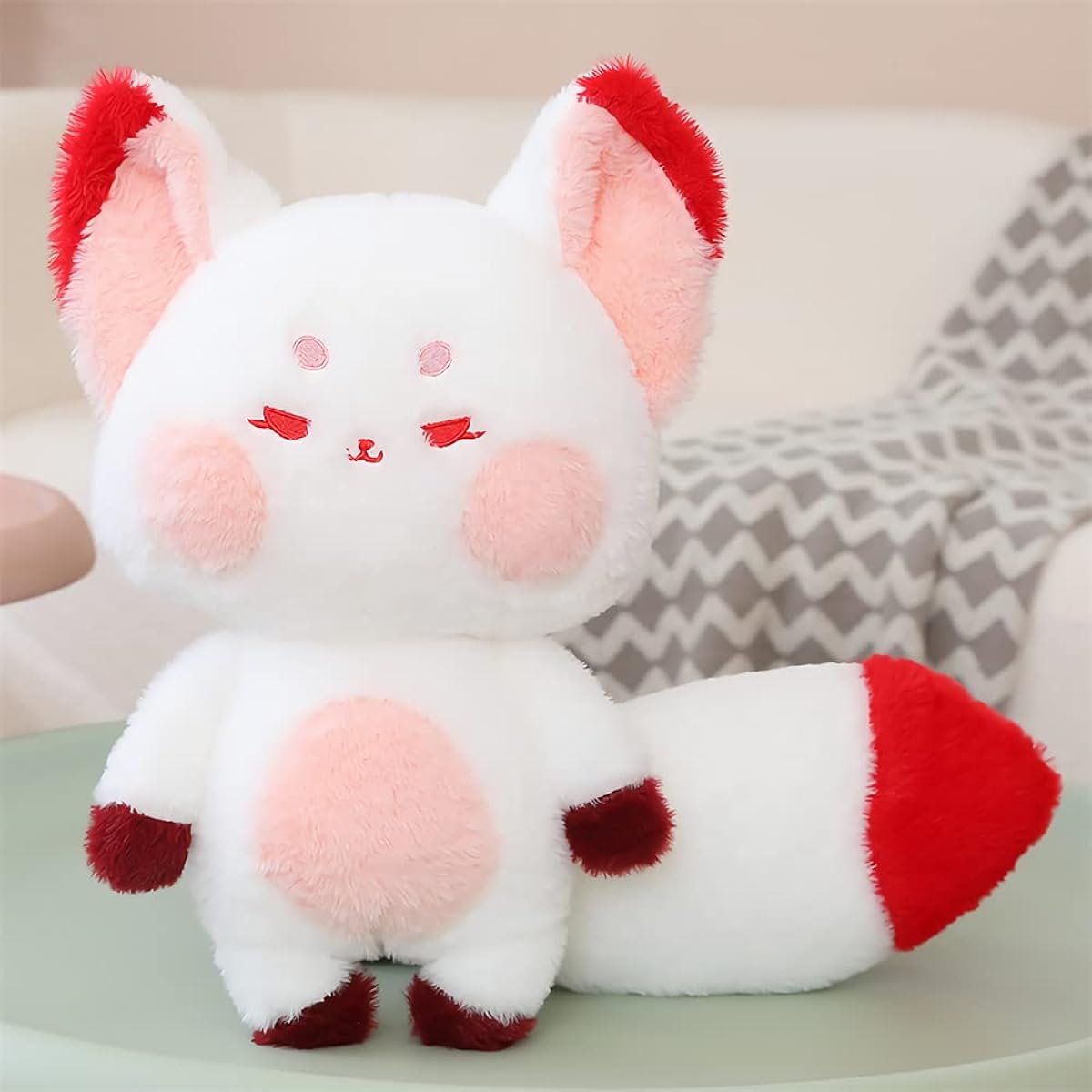 BEIMENWAI Cute Fox Plush Pillow, Fox Stuffed Animal with Big Tail, Cute Soft Plush Toy for Birthday Kids Girls Girlfriend (Red, 23 Inch)