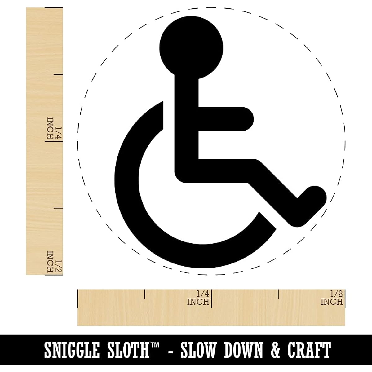 Sniggle Sloth Handicap Wheelchair Access Icon Self Inking Rubber Stamp for Stamp Craft Planners, 1/2" Mini, Lime Green Ink