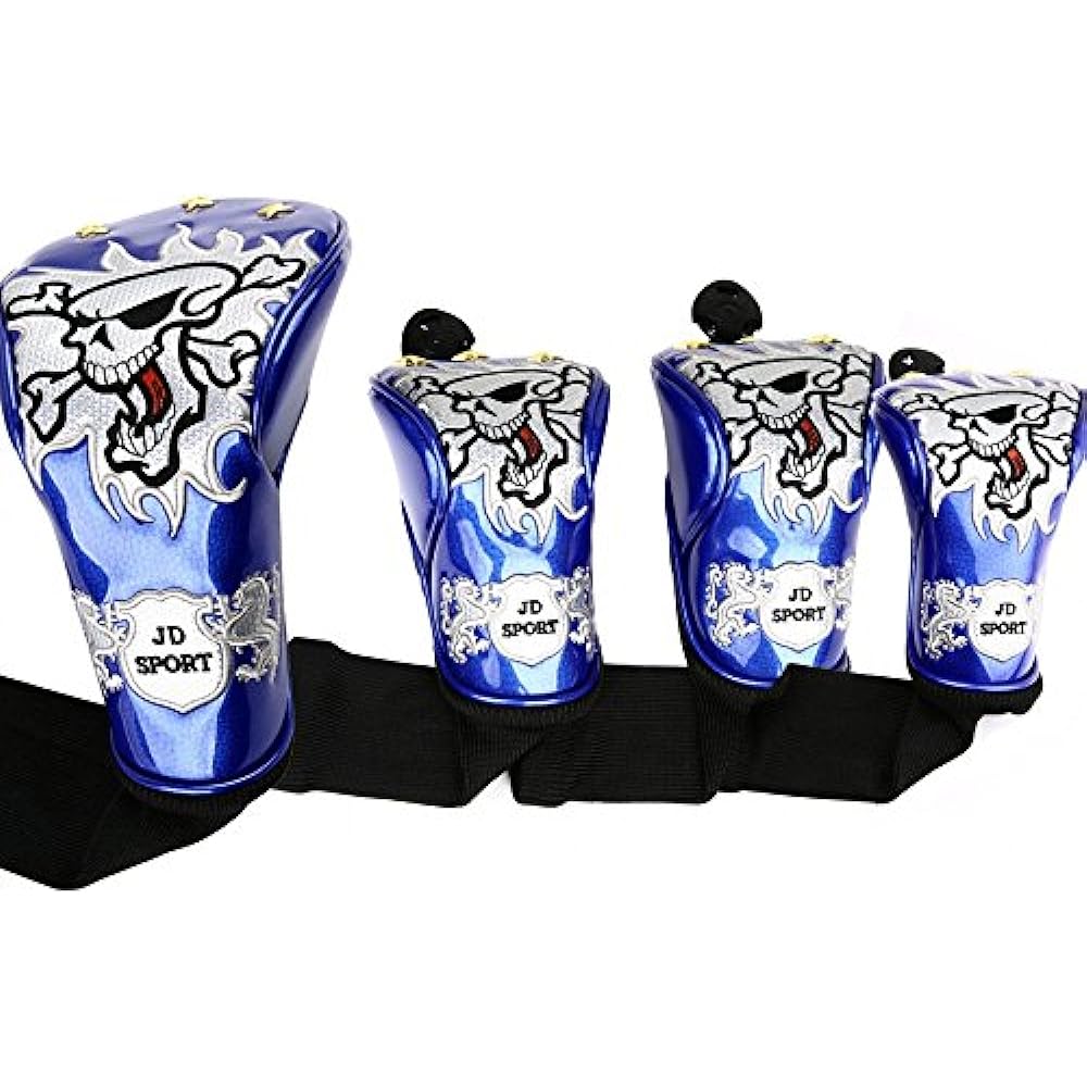 Head cover high quality PU leather driver/wood/utility for UT FW 4-piece set Skull pattern waterproof specification conversion tag included Select Plaza