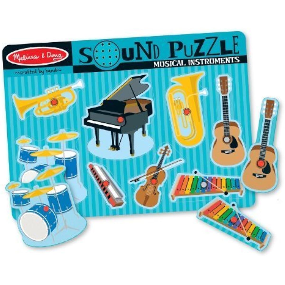 Melissa & Doug Musical Instrument Themed Sound Puzzle & 1 Scratch Art Mini Pad Bundle (00732)