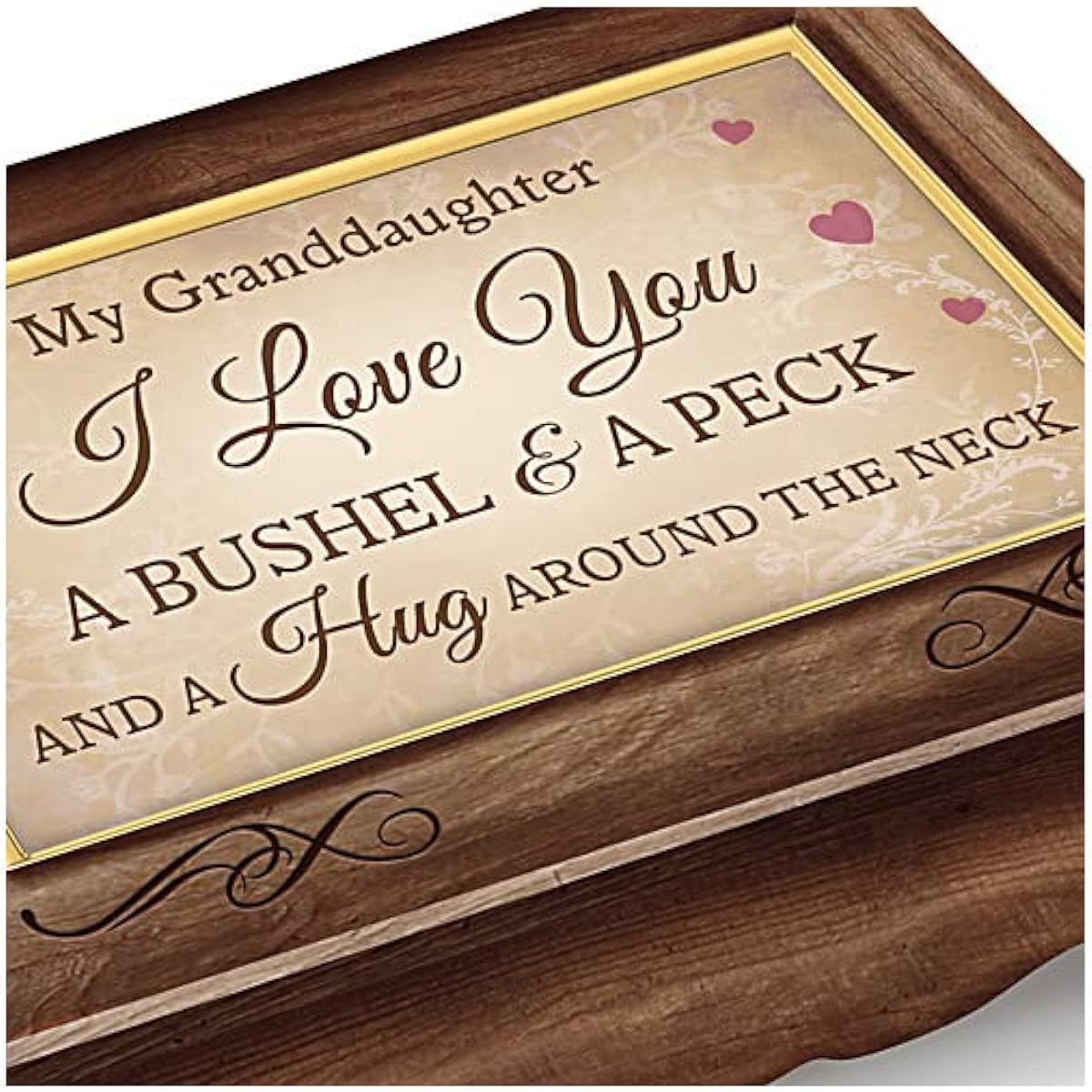 Bradford Exchange Granddaughter, I Love You A Bushel and A Peck Handmade Wooden Music Box
