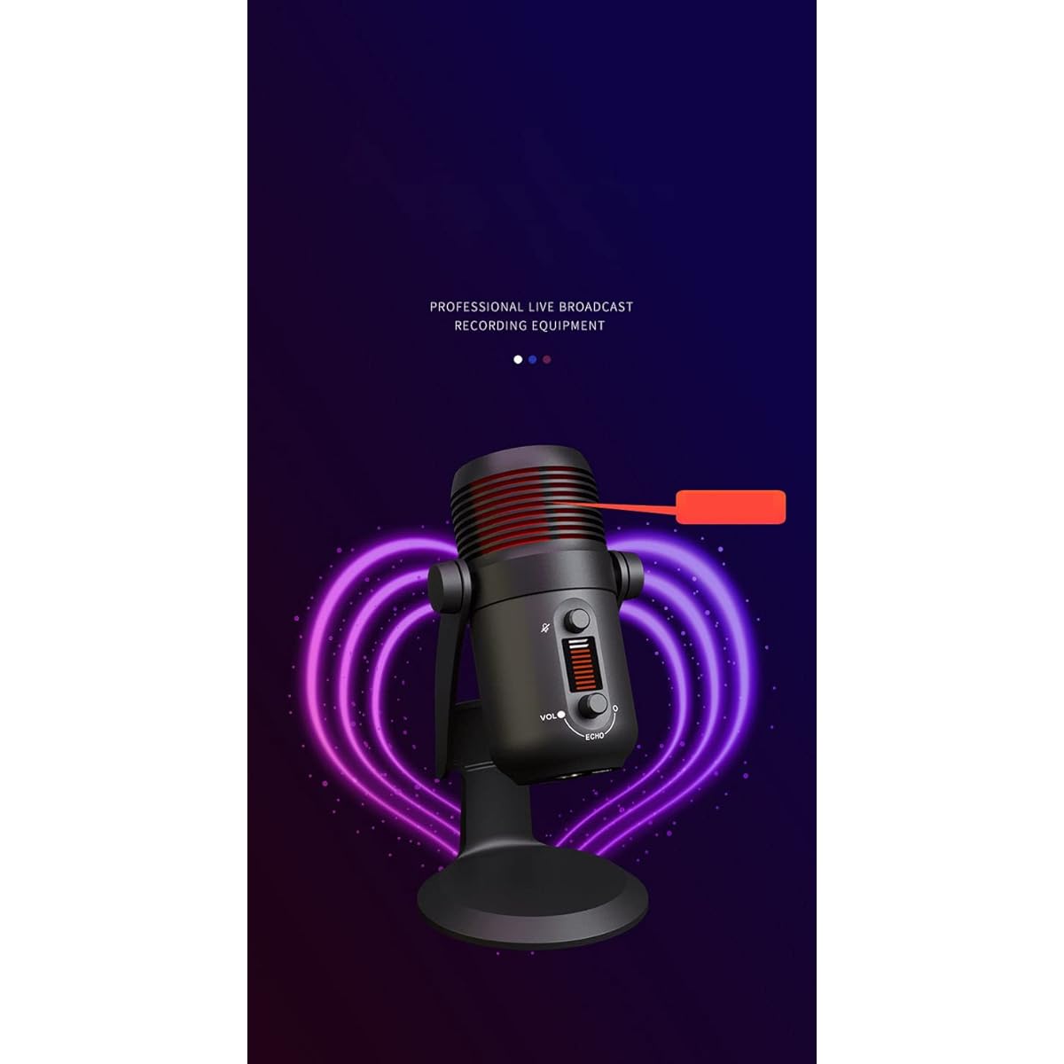 Aokicase USB Handheld Condenser Microphone, PC Microphone for Streaming, Online Class Live Microphone for YouTube/Tiktok/Ins Mac/PS4/PS5 with RGB Control, Headphone Jack, Pop Filter (Cardioid Pointing)