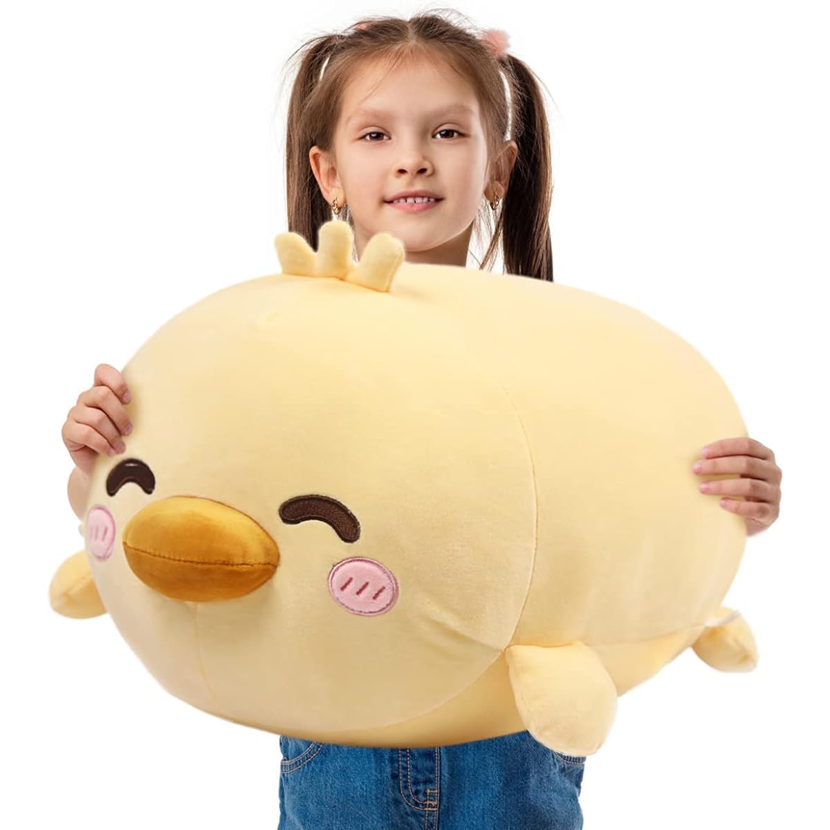 ARELUX 23.6 inch Duck Stuffed Animal Snuggle Pillow Cute Plush Toy Snuggle Buddy Duck Stuffed Animal Kawaii Soft Body Pillow for Kids Boys Girls
