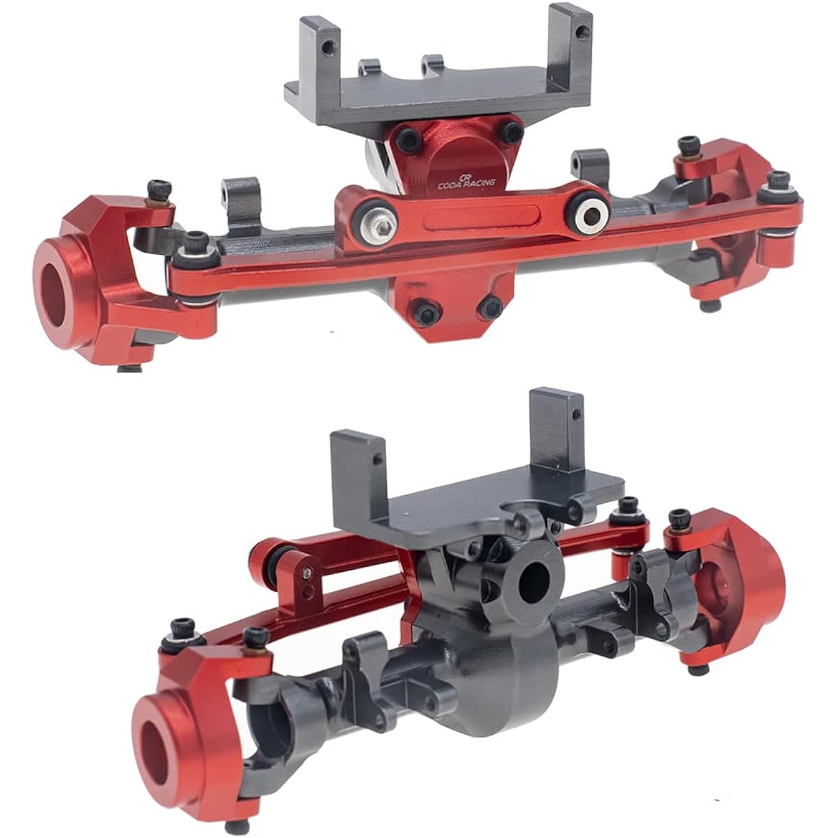 CODA RACING Aluminum Front & Rear Bridge Differential Housing Cover Steering Knuckle Rod Tie Link Servo Mount for AXIAL SCX24 AXI90081 AXI00001 AXI00002 AXI0004 RC Crawler Car