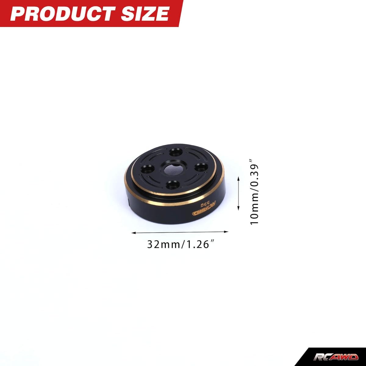 RCAWD 4X Brass Front/Rear Portal Weights 74g for 1/24 FMS Fcx24 Eazyrc ROC Hobby Brass Weights Upgrade Black