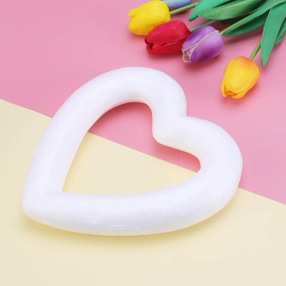 Happyyyami Craft Foam Wreath, Heart Shaped Polystyrene Styrofoam Foam Rings for DIY Crafts Christmas Holiday Wedding Wreath Floral Arrangement Decoration Supplies, 13.5cm, 10pcs