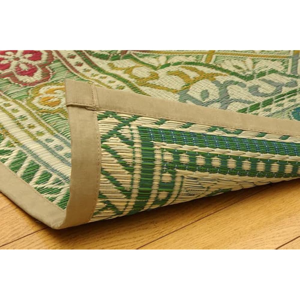 Ikehiko Corporation Purely Domestic Rush Flower Carpet Rug "ASIC" Green Edoma 3 tatami mat (approx. 174 x 261 cm) 4111003